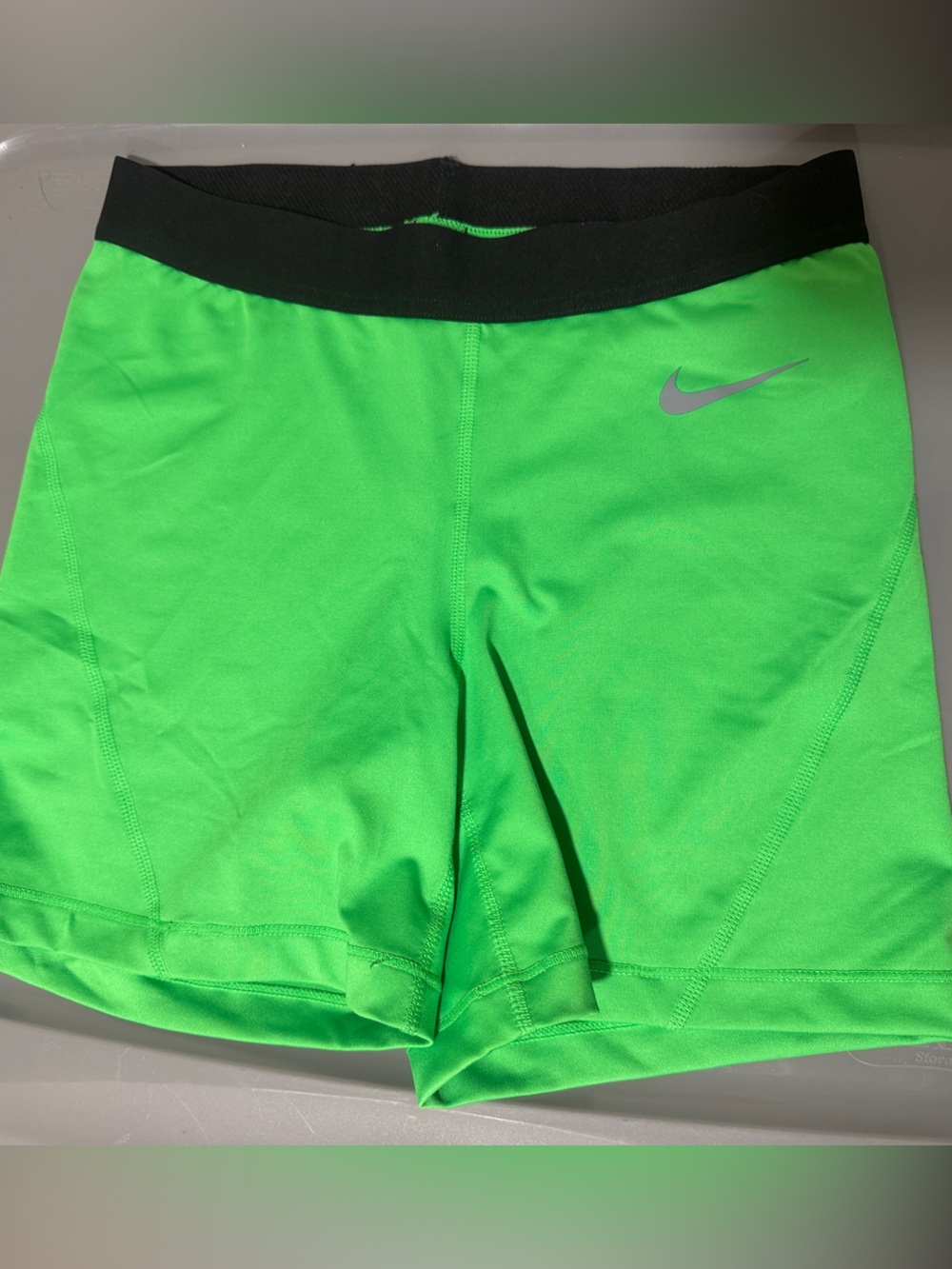 Nike Women’s Bright Green Athletic Shorts with Black Waistband
